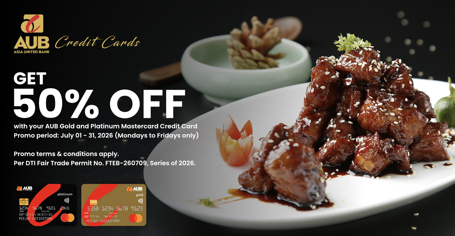 XIU x AUB 2026 - 50% off with AUB Platinum and Gold Mastercard Credit Card. Promo runs from July 1 to 31, 2026. T&Cs apply.